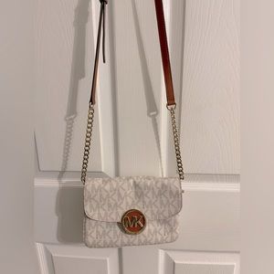 Michael Kors Vanilla Logo Crossbody Gold Accents